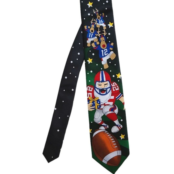 Noel Holiday Collection Football Game Tie Santa Reindeer Christmas Novelty - Picture 1 of 9